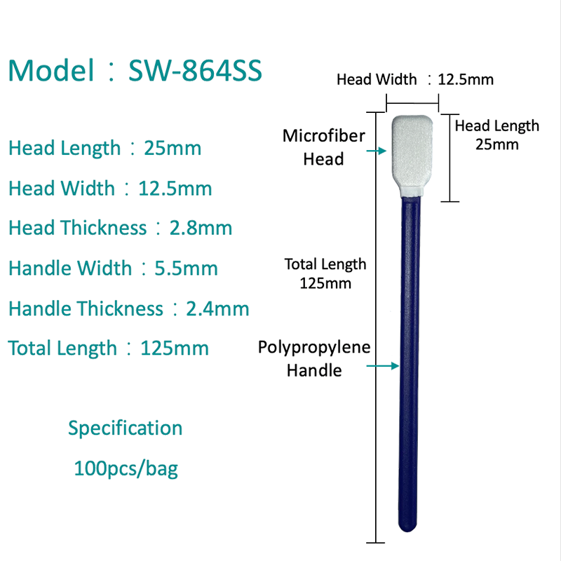 SW-864SS multifunctionele schuim tip polyester wattenstaafje