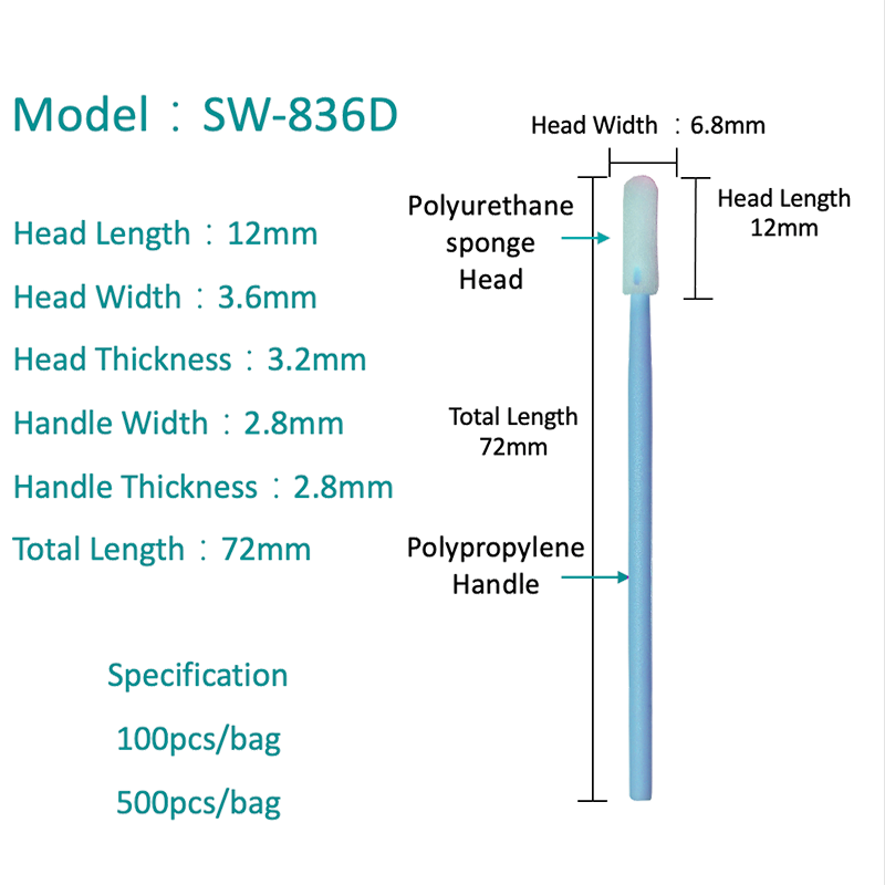 SW-836D Small Flex Tip Foam Cleanroom Swab