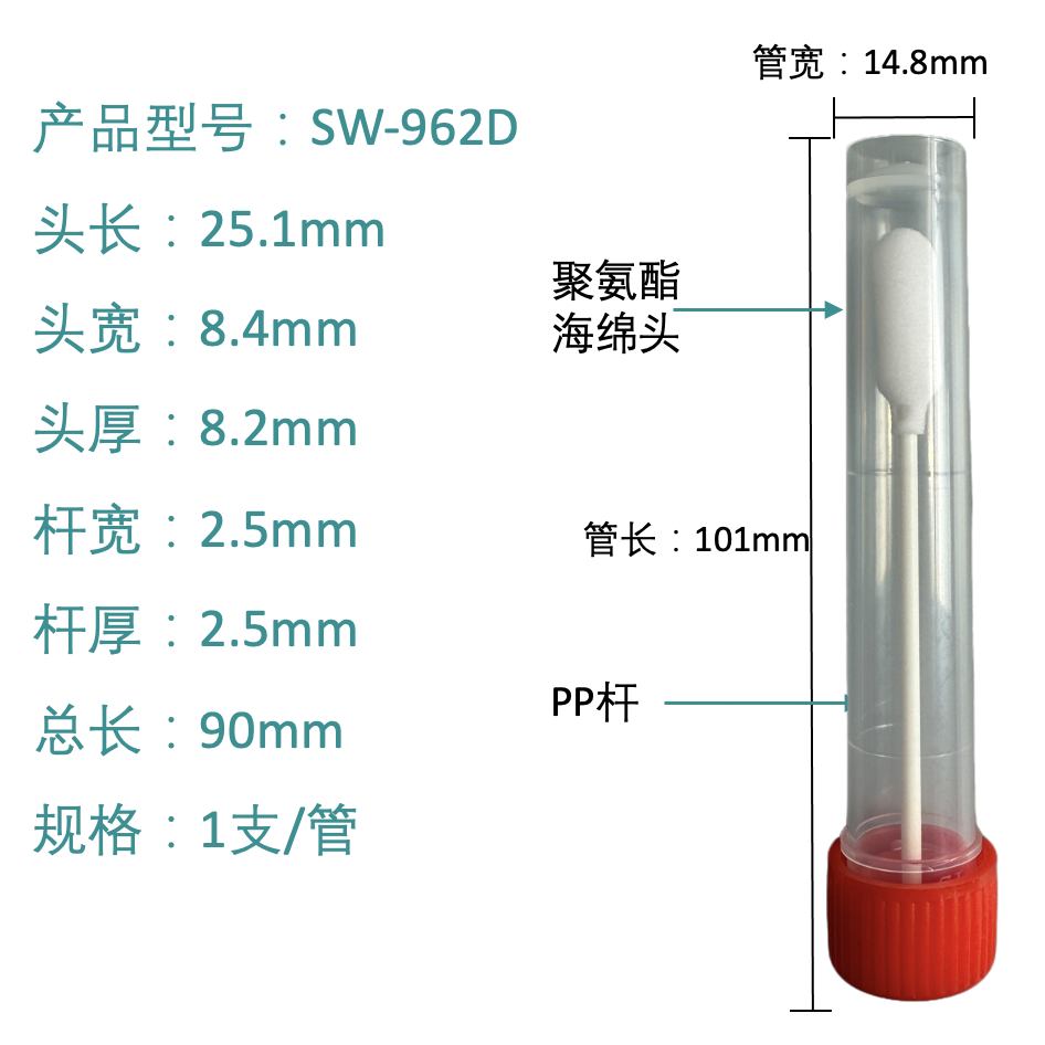 SW-962D Precisie-reinigingsstaafje (tip van polyurethaanschuim)